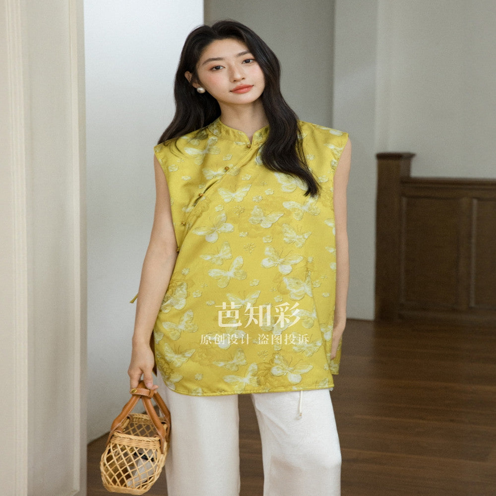 Wind Rises Autumn Mountain Vertical Qipao Top 4801 Retro Chinese Style Qipao Shirt Comfortable New Chinese Style Small Shirt image 3