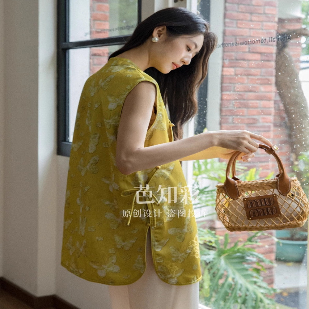 Wind Rises Autumn Mountain Vertical Qipao Top 4801 Retro Chinese Style Qipao Shirt Comfortable New Chinese Style Small Shirt image 4