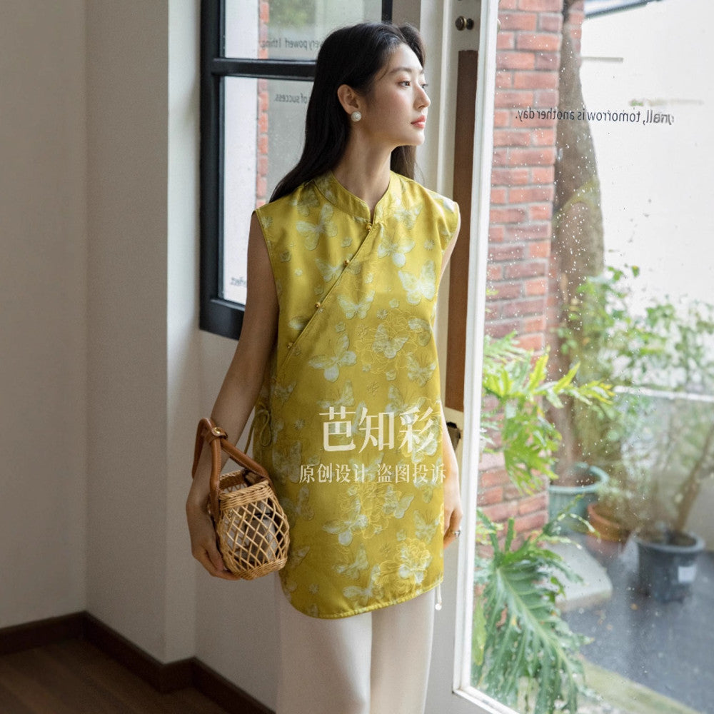 Wind Rises Autumn Mountain Vertical Qipao Top 4801 Retro Chinese Style Qipao Shirt Comfortable New Chinese Style Small Shirt image 12