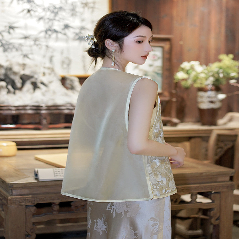 Peony Pavilion New Chinese Style Mulberry Silk Vest Female 2025 Summer Retro Versatile High End Embroidery Female image 5