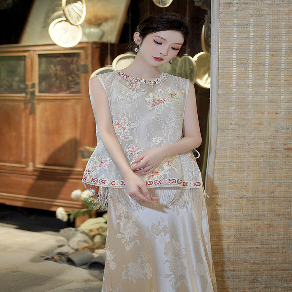 Fusu New Chinese style mulberry silk national style vest women 2025 summer new retro high end fairy women image 1