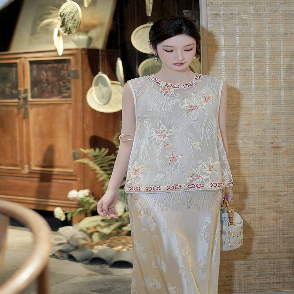 Fusu New Chinese style mulberry silk national style vest women 2025 summer new retro high end fairy women image 2