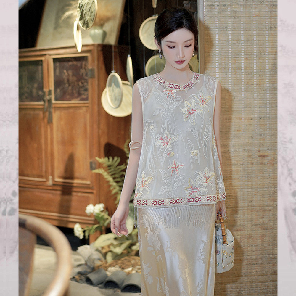 Fusu New Chinese style mulberry silk national style vest women 2025 summer new retro high end fairy women image 7