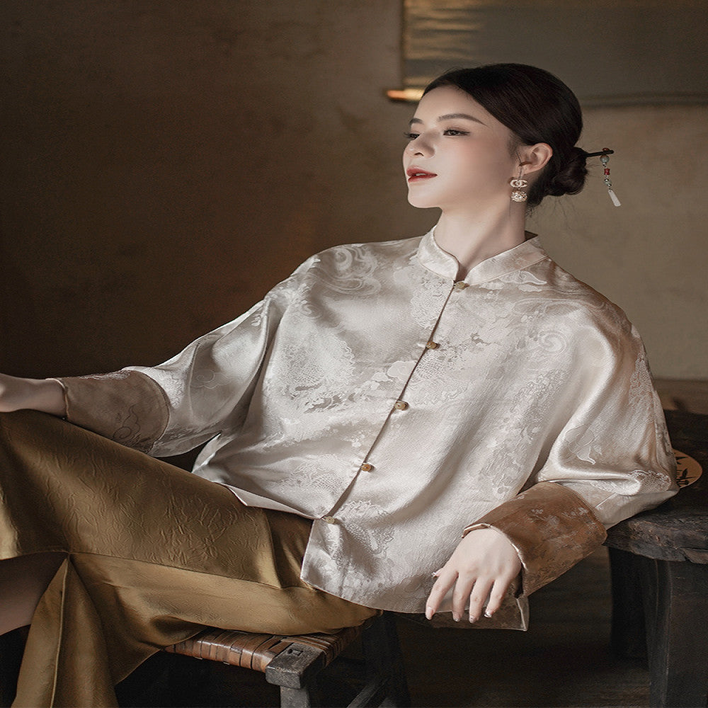 Longyun Double sided double wear new Chinese style high end national style jacket for women 2025 autumn new high end tops image 0