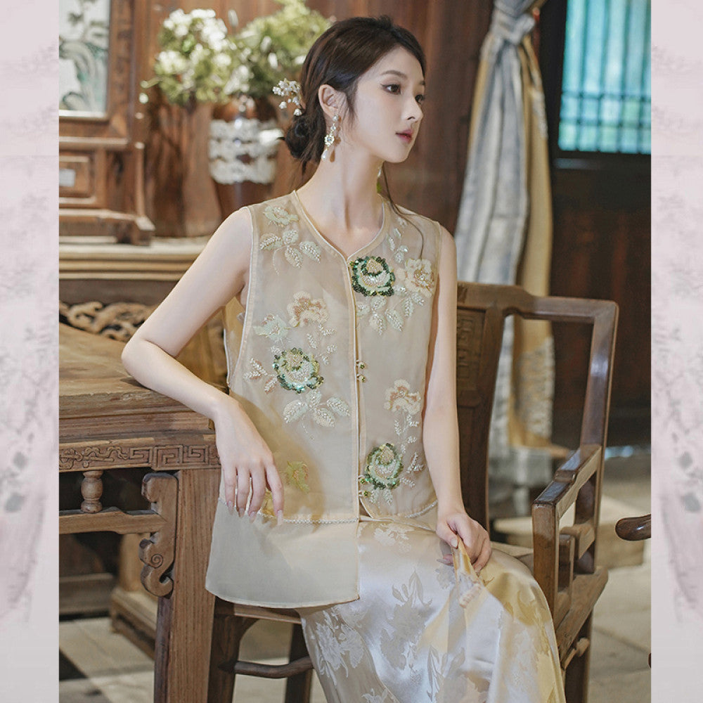 Green light new Chinese style mulberry silk national style vest women 2025 summer versatile retro high end feeling heavy embroidery image 6
