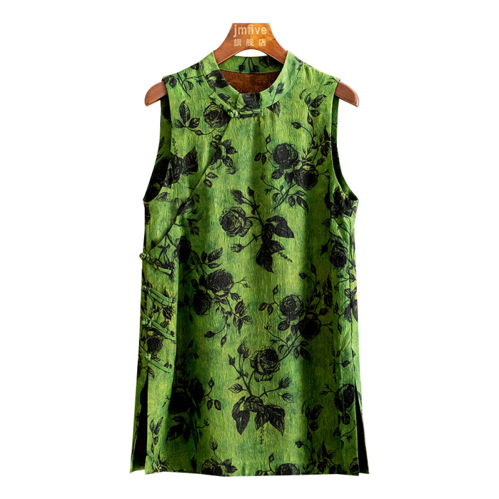 ASAYA4630 – Emerald Noir Floral Tunic 🌿🖤