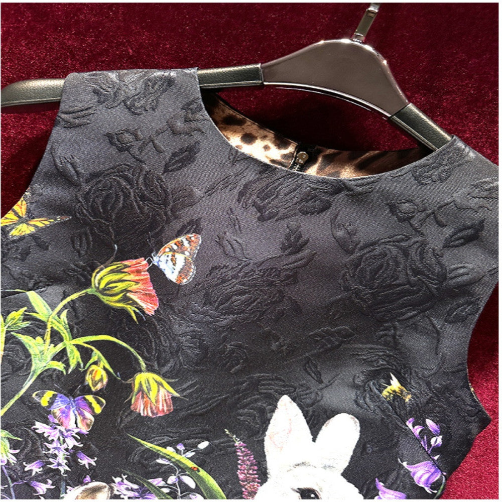 High end retro printed high end super popular European A line dress with a sense of luxury popular 2025 new style strong anti aging aura image 2