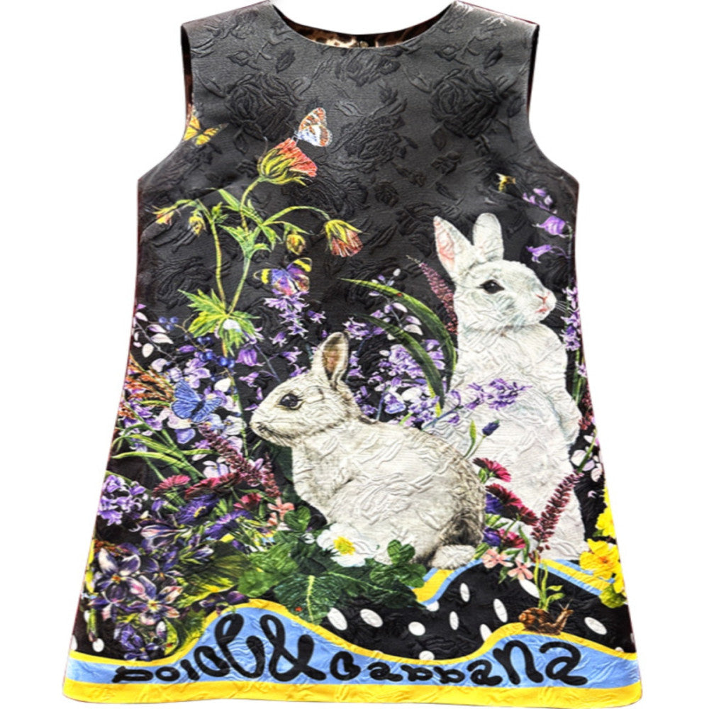 High end retro printed high end super popular European A line dress with a sense of luxury popular 2025 new style strong anti aging aura image 5