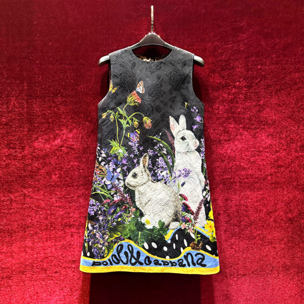 ASAYA4628 – Bunny Meadow Jacquard Dress 🐇🌸🌿