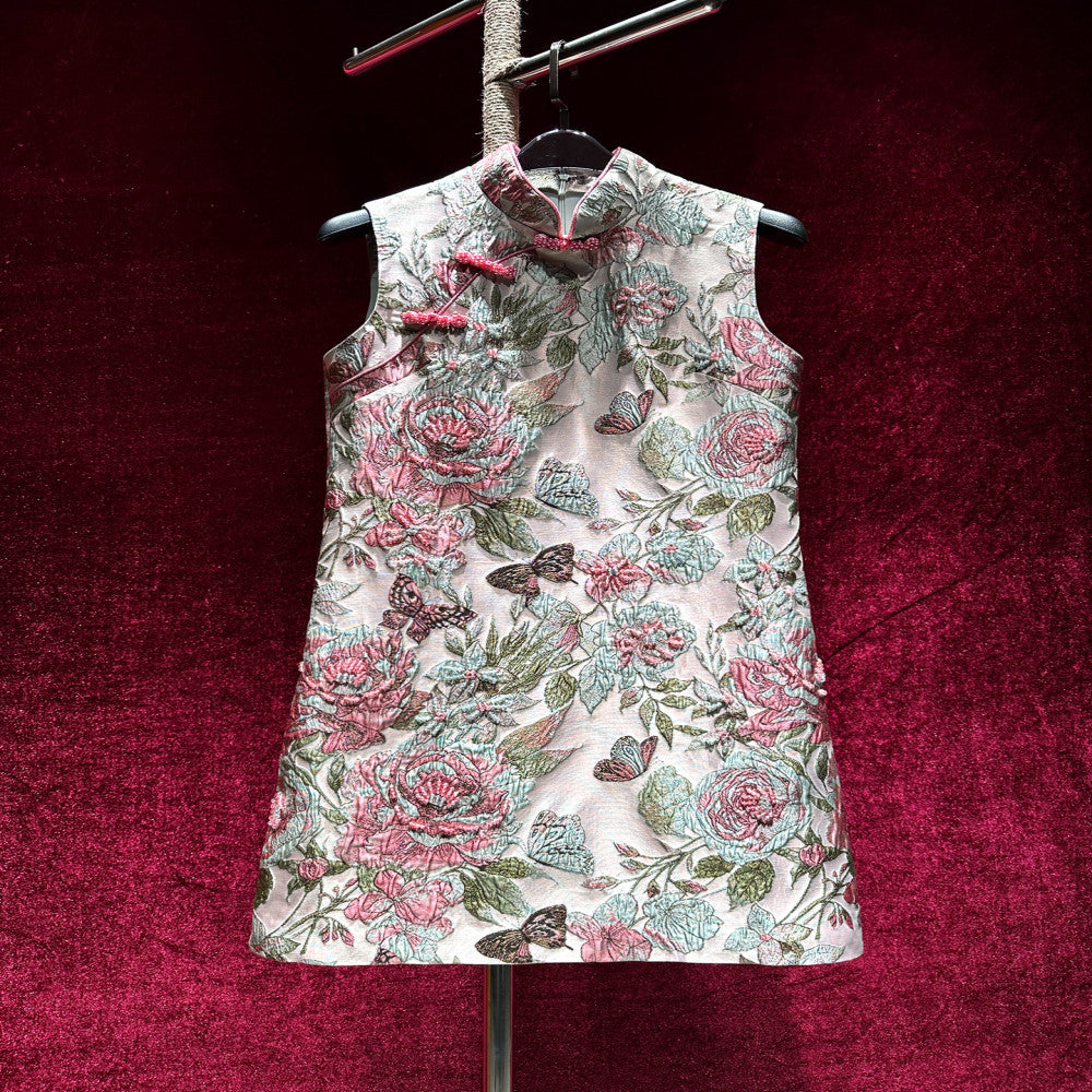 Guofeng Heavy Industry Jacquard Embroidery Nail Bead Improved Cheongsam for Women New Chinese Style High end Atmospheric and High end 2025 New Style image 0