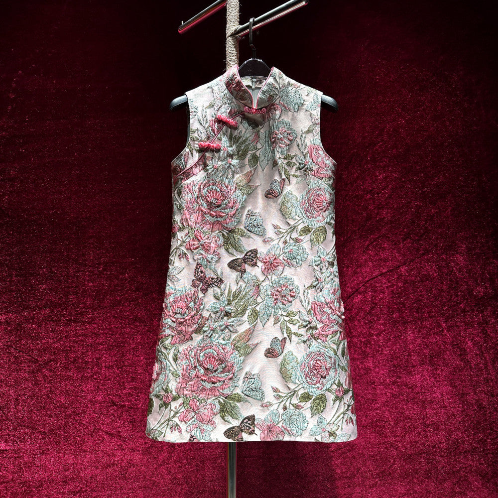 Guofeng Heavy Industry Jacquard Embroidery Nail Bead Improved Cheongsam for Women New Chinese Style High end Atmospheric and High end 2025 New Style image 9