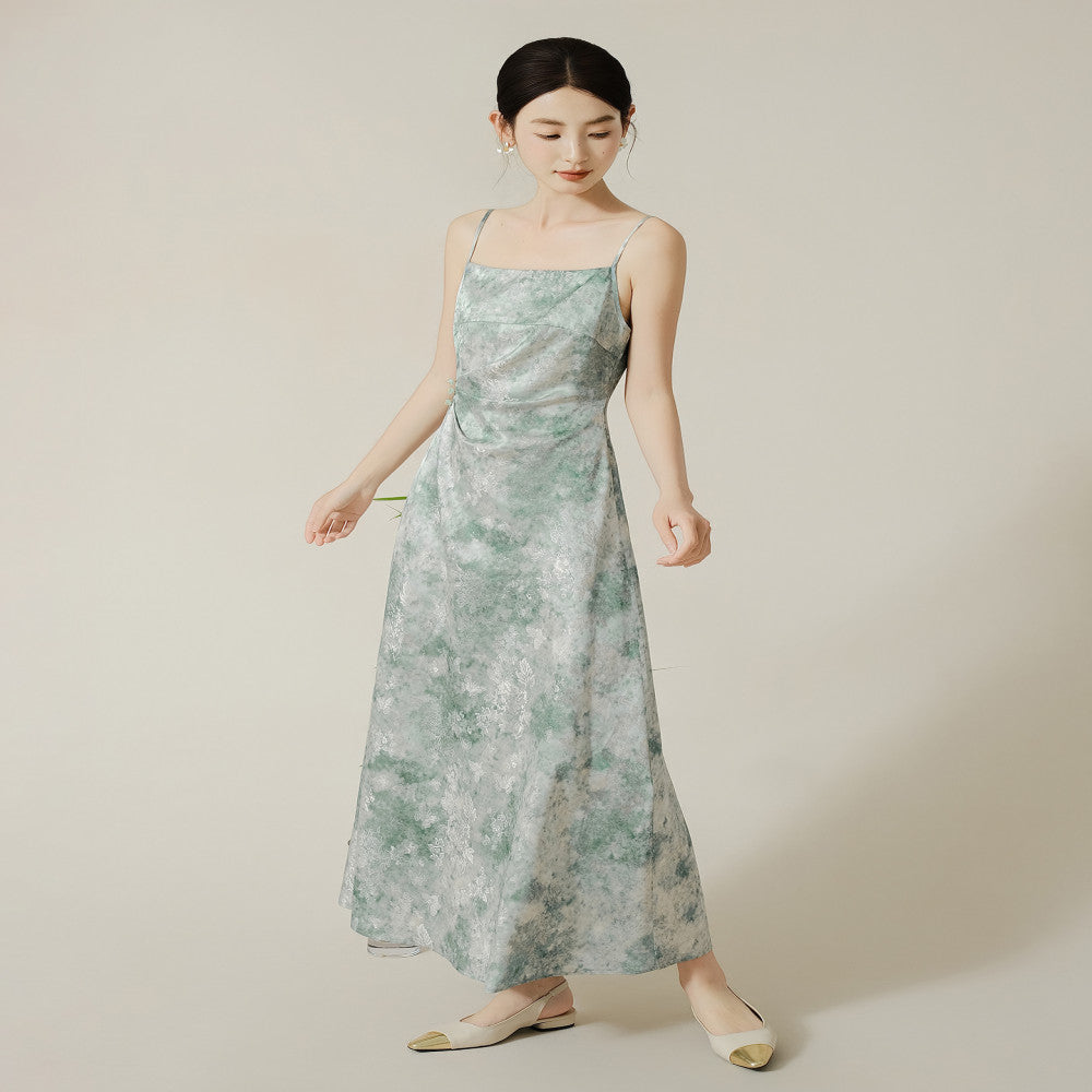 SHIBAI Pick up White Weaving and Dyeing Unique and Beautiful Light Chinese Style Jacquard New Chinese Style High end Silk Strap Skirt image 2