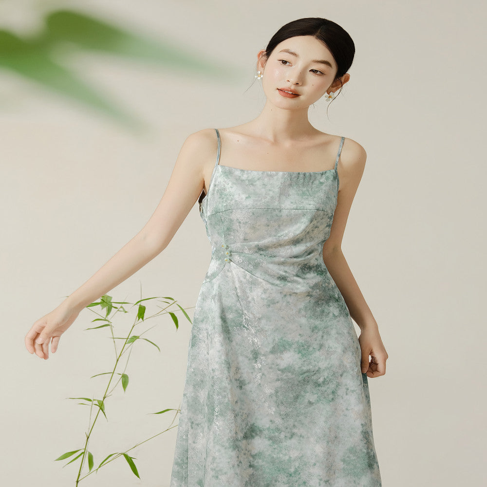 SHIBAI Pick up White Weaving and Dyeing Unique and Beautiful Light Chinese Style Jacquard New Chinese Style High end Silk Strap Skirt image 3