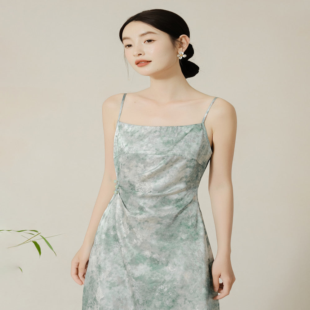 SHIBAI Pick up White Weaving and Dyeing Unique and Beautiful Light Chinese Style Jacquard New Chinese Style High end Silk Strap Skirt image 4