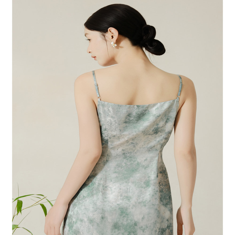 SHIBAI Pick up White Weaving and Dyeing Unique and Beautiful Light Chinese Style Jacquard New Chinese Style High end Silk Strap Skirt image 5