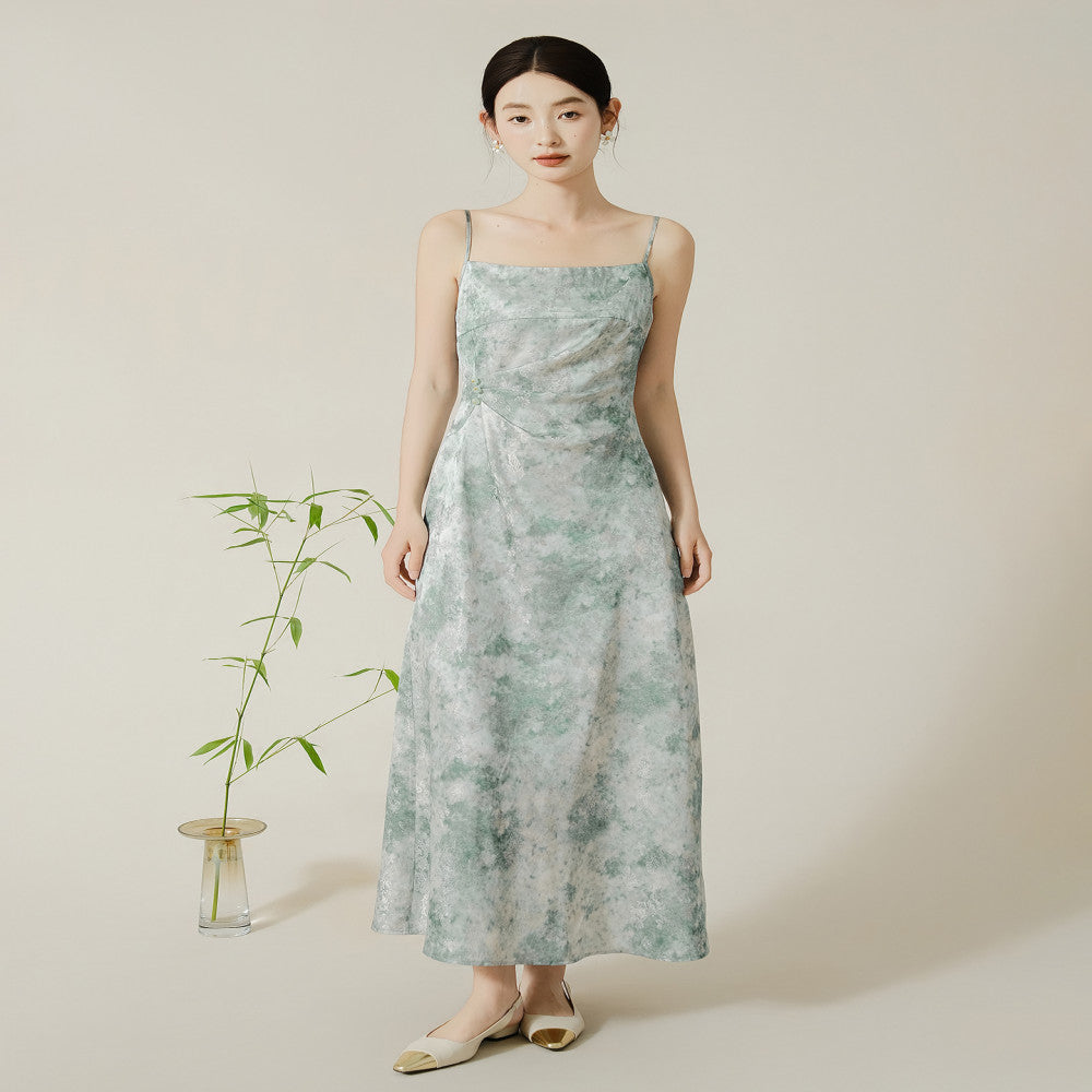 SHIBAI Pick up White Weaving and Dyeing Unique and Beautiful Light Chinese Style Jacquard New Chinese Style High end Silk Strap Skirt image 8