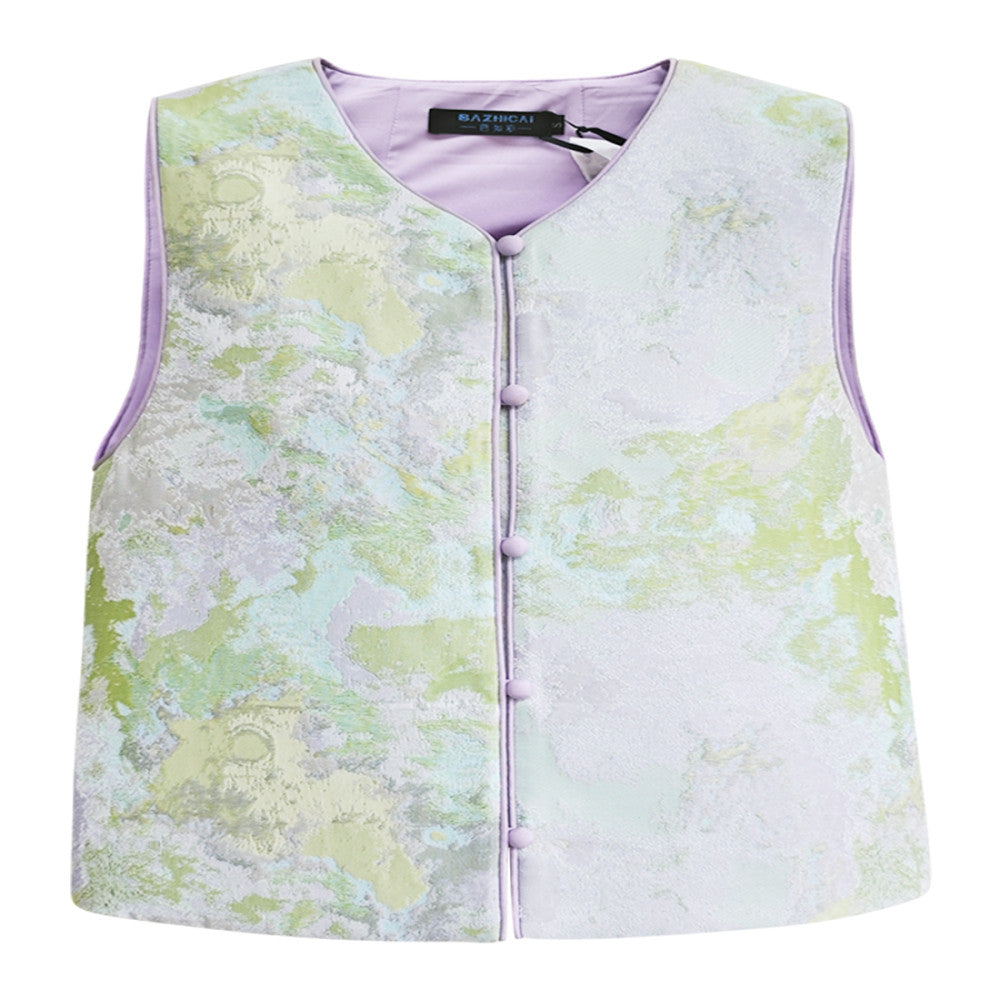 National style black label old money style new Chinese style vest 2935 jacquard soft gold Chinese style sleeveless imitation Song brocade jacket image 5