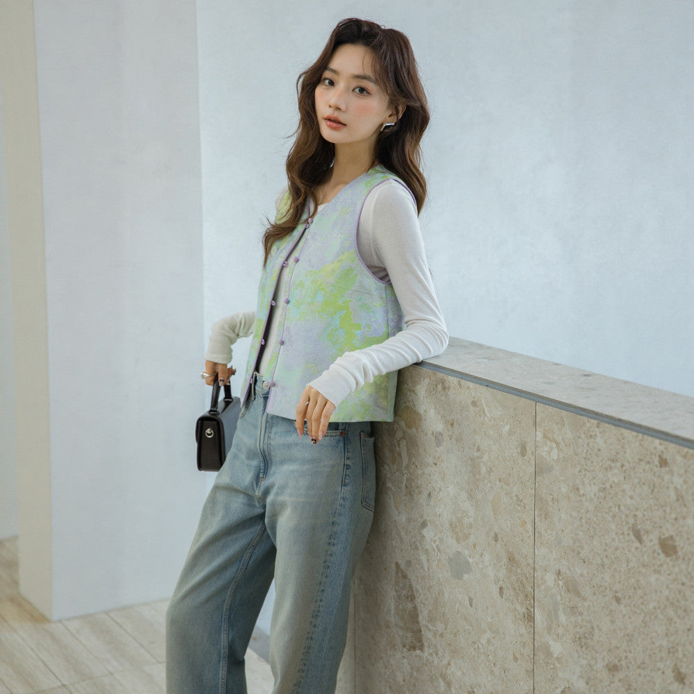 National style black label old money style new Chinese style vest 2935 jacquard soft gold Chinese style sleeveless imitation Song brocade jacket image 11