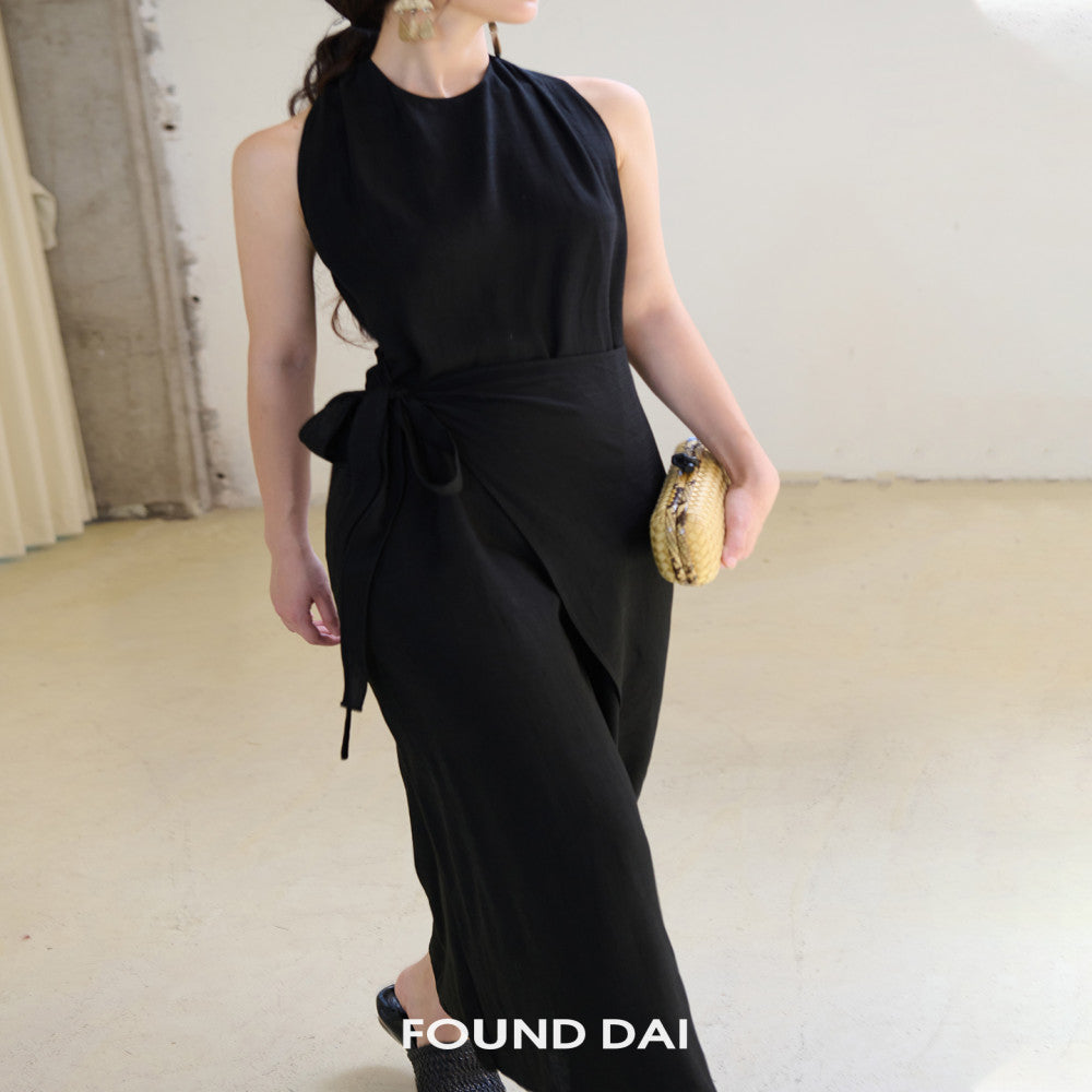 Imported Eastman 100 Acetic Acid Multi Wear Method Wrapping Cut Thin Black Skirt image 2