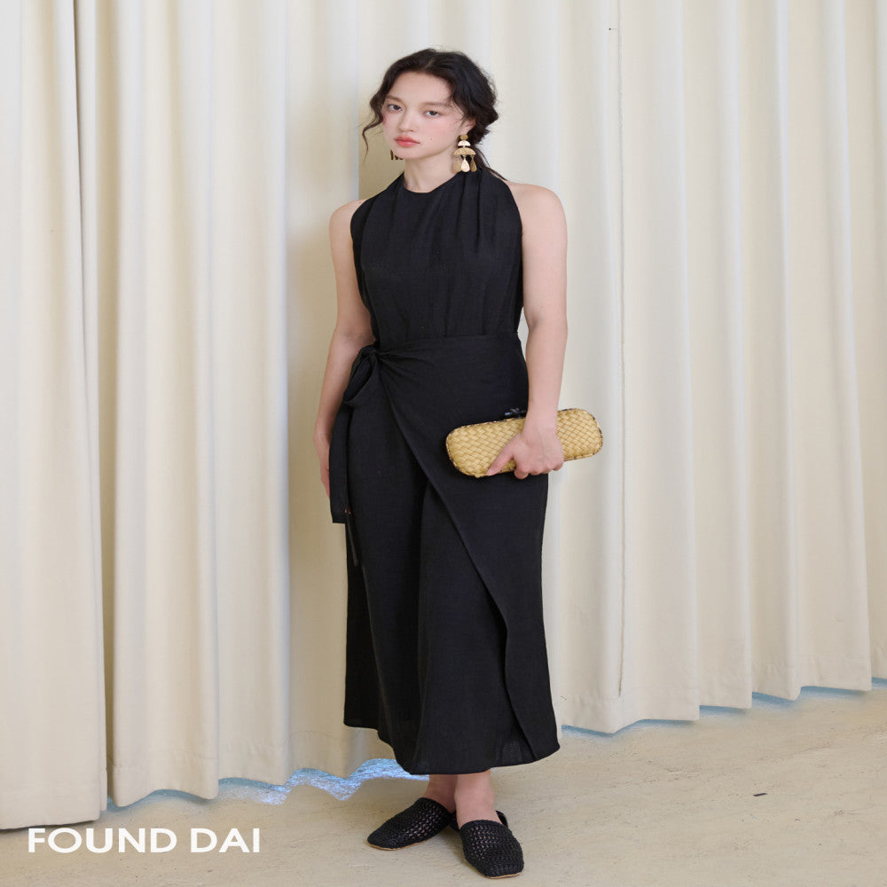 Imported Eastman 100 Acetic Acid Multi Wear Method Wrapping Cut Thin Black Skirt image 3