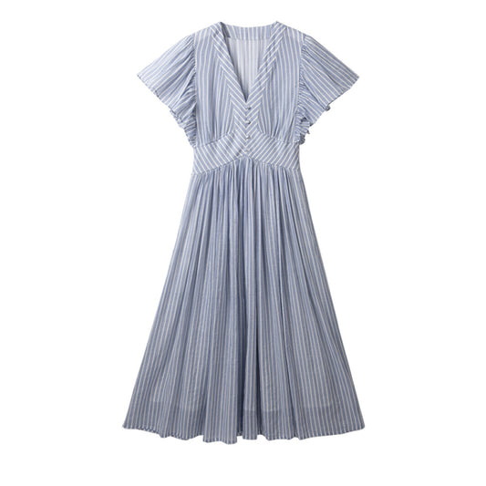 ASAYA4610 – Blue Breeze Linen-Silk Dress 💎🌸