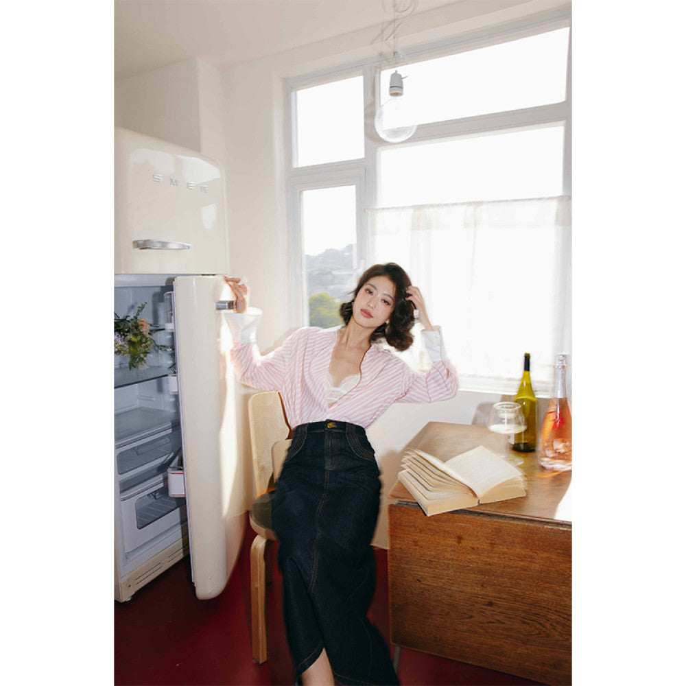 ROSEBANKS Pink Stripe Shirt Pink Stripe Contrast Shirt image 3