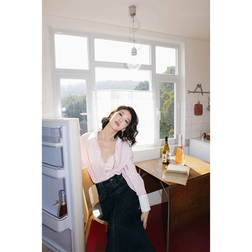 ROSEBANKS Pink Stripe Shirt Pink Stripe Contrast Shirt image 5