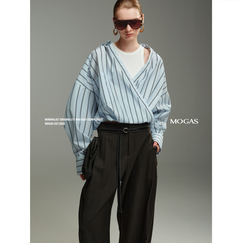 Spot Mogas Upper Body Paper Man Quality Environmental Protection Cotton High Count Three Dimensional Wrinkle Fashionable Fake Two piece Shirt image 52