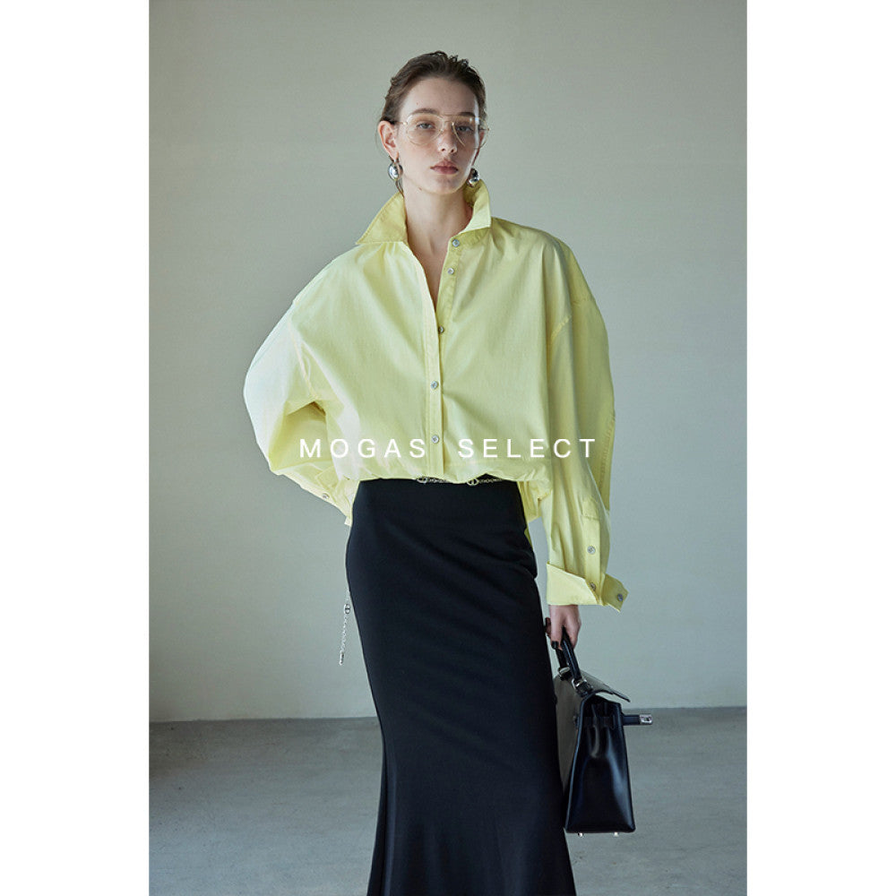 In stock Mogas Bajia neutral style long staple cotton paper with a human like feel white shirt women s top jacket spring and autumn image 7