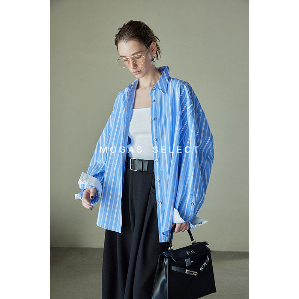 In stock Mogas Bajia neutral style long staple cotton paper with a human like feel white shirt women s top jacket spring and autumn image 15