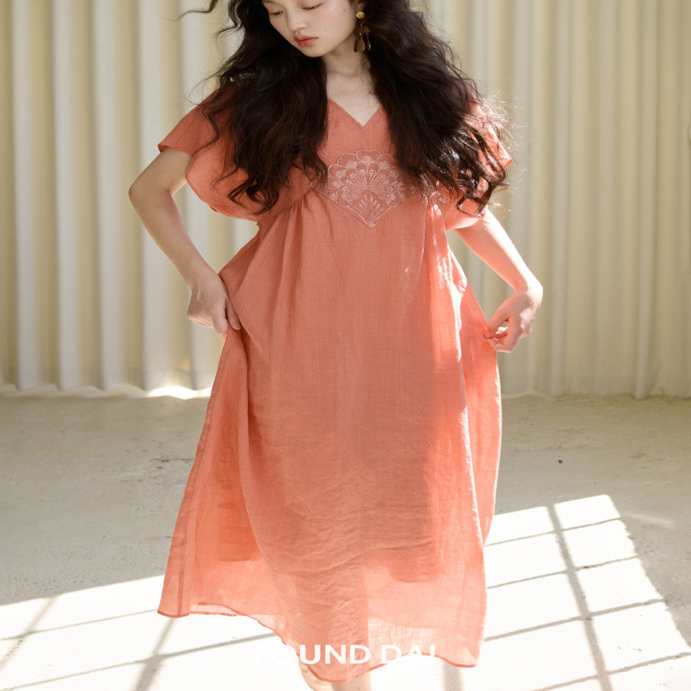 ASAYA4615 – Coral Fan Embroidered Kaftan 🌺✨