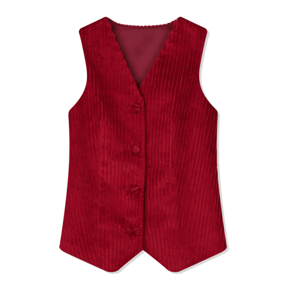 RoseLingLing King Stripe Created Coarse Pit Corduroy Intellectually Style Vest Straight Tube Half Skirt image 22