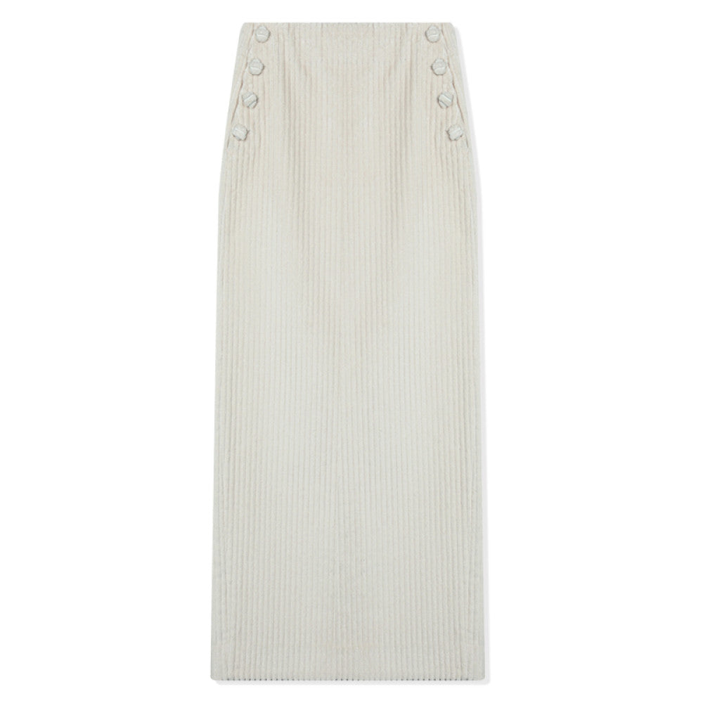 RoseLingLing King Stripe Created Coarse Pit Corduroy Intellectually Style Vest Straight Tube Half Skirt image 53
