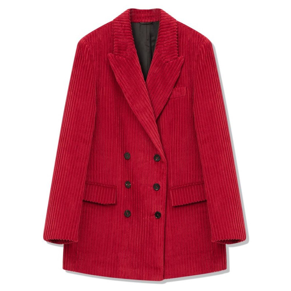 RoseLingLing King Stripe Created Coarse Pit Corduroy Intellectually Style Vest Straight Tube Half Skirt image 65