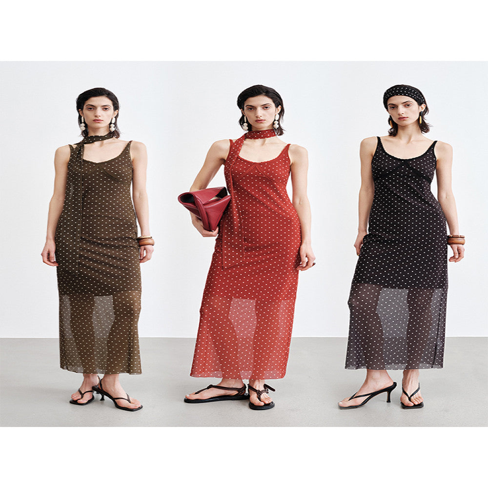 ROSELINGLING Polka Dot Series Retro Polka Dot Strap Dress for Skinny Vacation Long Dress Summer image 13