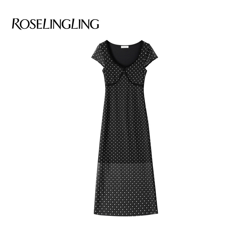 ROSELINGLING Polka Dot Series Retro Polka Dot Strap Dress for Skinny Vacation Long Dress Summer image 50