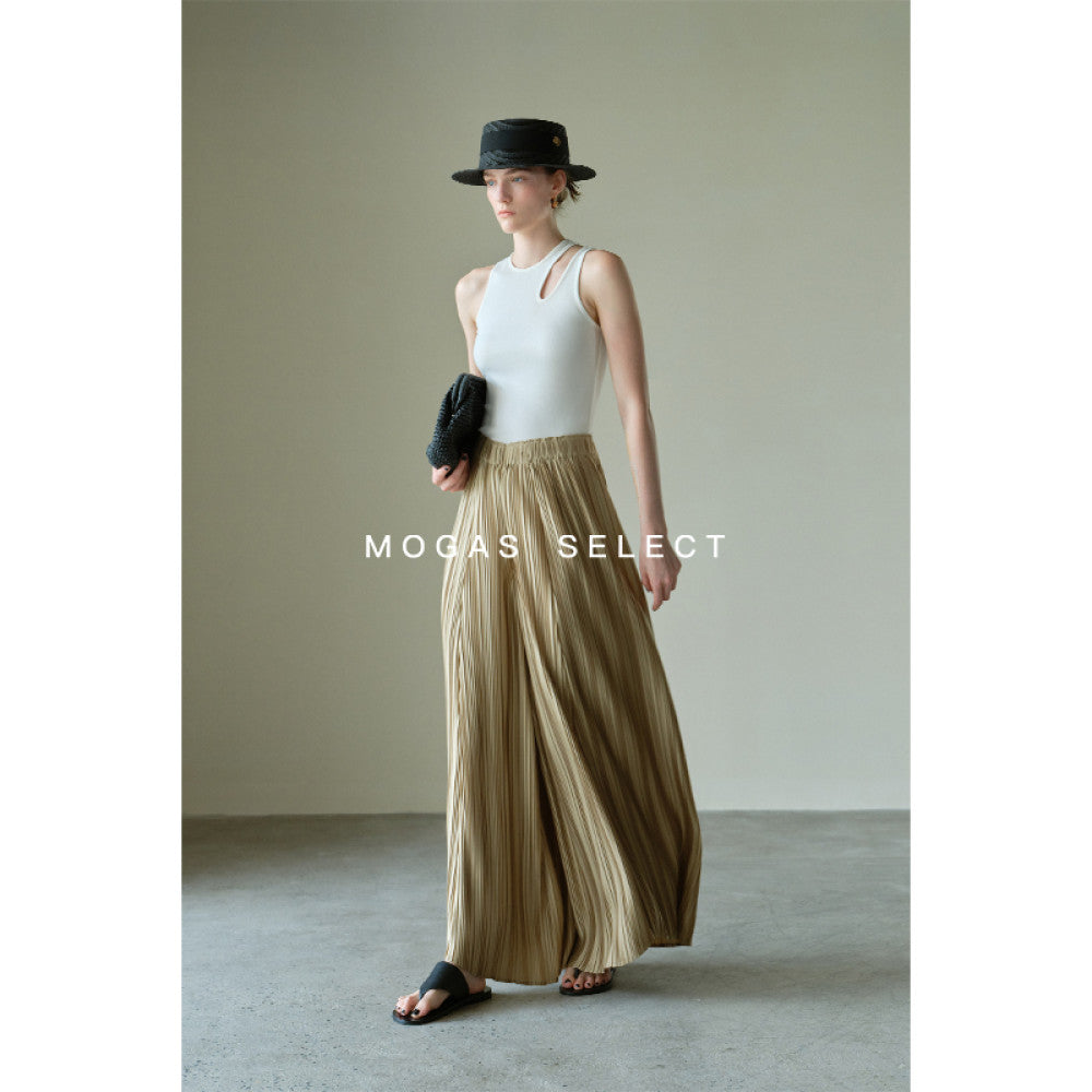 Mogas Dynamic Goddess Heavy Industry Miyake Style Shell Gloss Hundred Fold Twisted Sleeveless Top Wide Leg Pants Women s Summer image 24