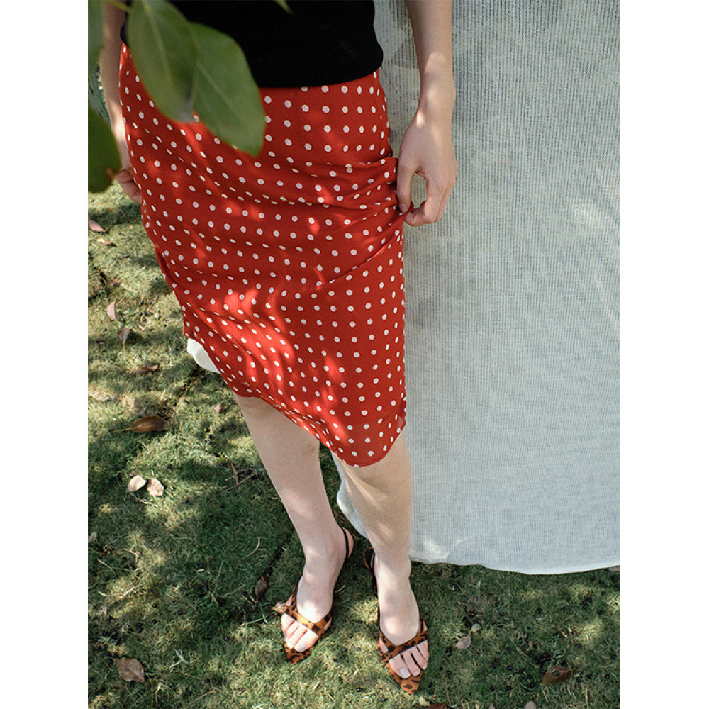 ASAYA4591 – Polka Charm Midi Skirt ❤️⚪