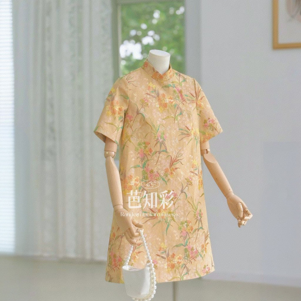 Sleeveless short style retro daily jacquard Hong Kong style qipao 2865 Chinese style heavy industry socialite light luxury dress image 24