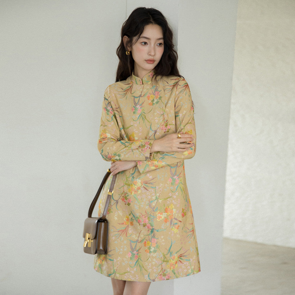 Sleeveless short style retro daily jacquard Hong Kong style qipao 2865 Chinese style heavy industry socialite light luxury dress image 60