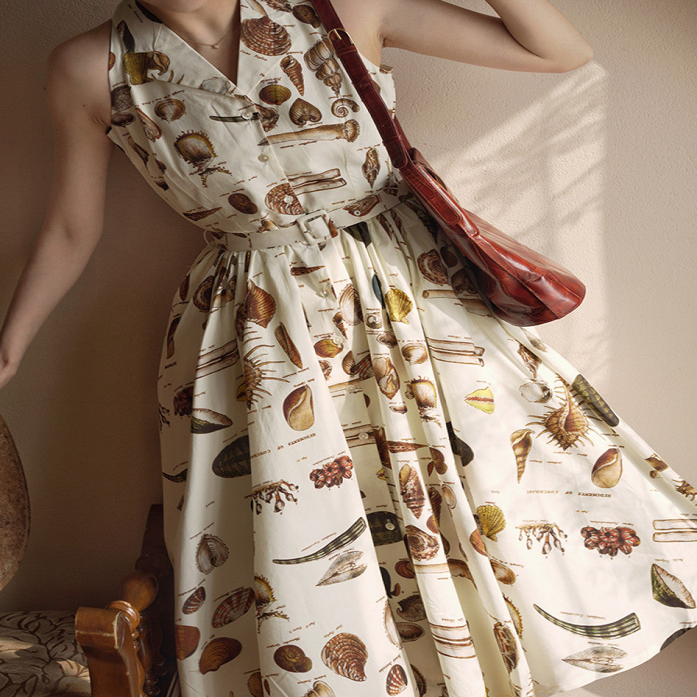 Ching s suit collar cut sleeves high waist cinched waist elegant floral dress retro and gentle Hepburn style big swing skirt image 2