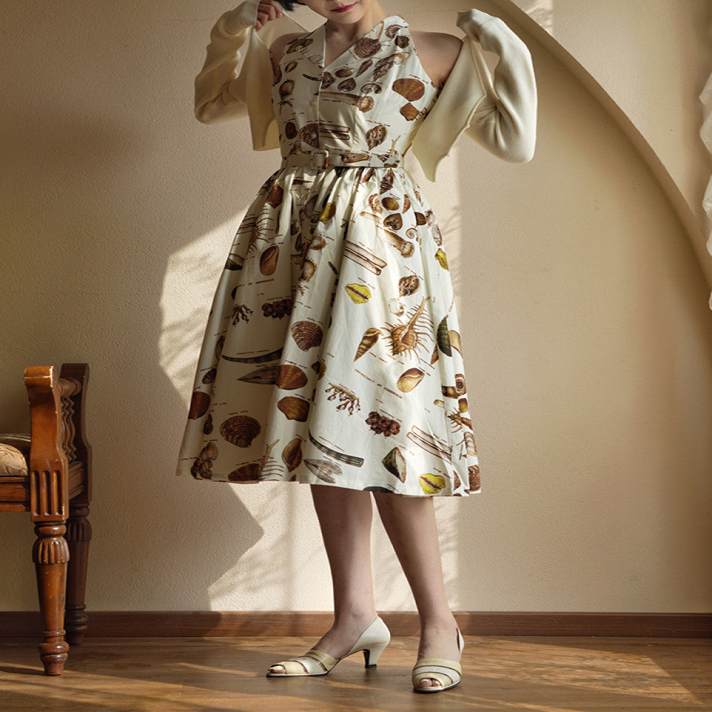 Ching s suit collar cut sleeves high waist cinched waist elegant floral dress retro and gentle Hepburn style big swing skirt image 5