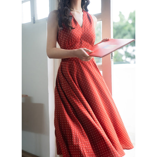 ASAYA4655 – Vintage Charm Polka & Floral Maxi Dress 🌼🎨