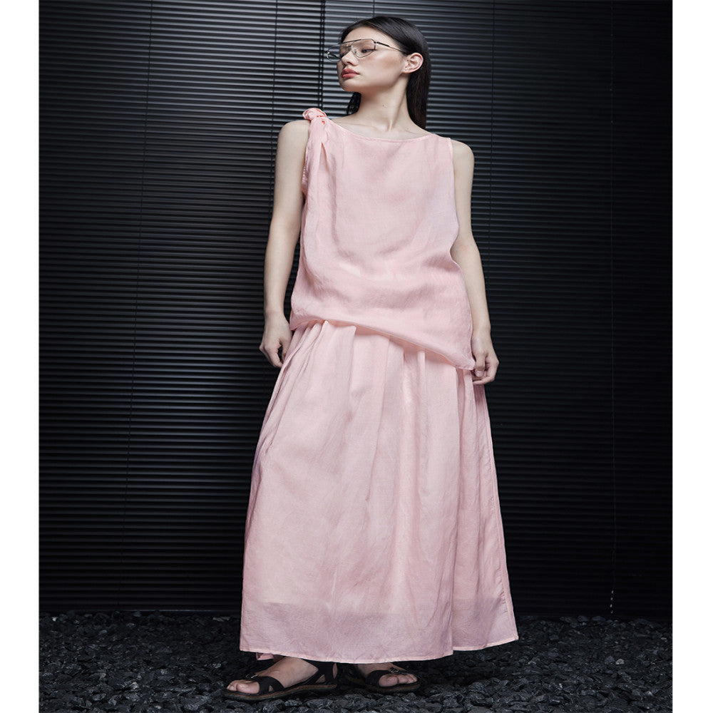 Moment Pink Medium length Linen Half length Skirt for Women 2025 Summer New Collection Light Luxury High End Unique Pendant image 2