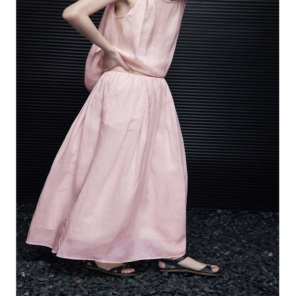 Moment Pink Medium length Linen Half length Skirt for Women 2025 Summer New Collection Light Luxury High End Unique Pendant image 5