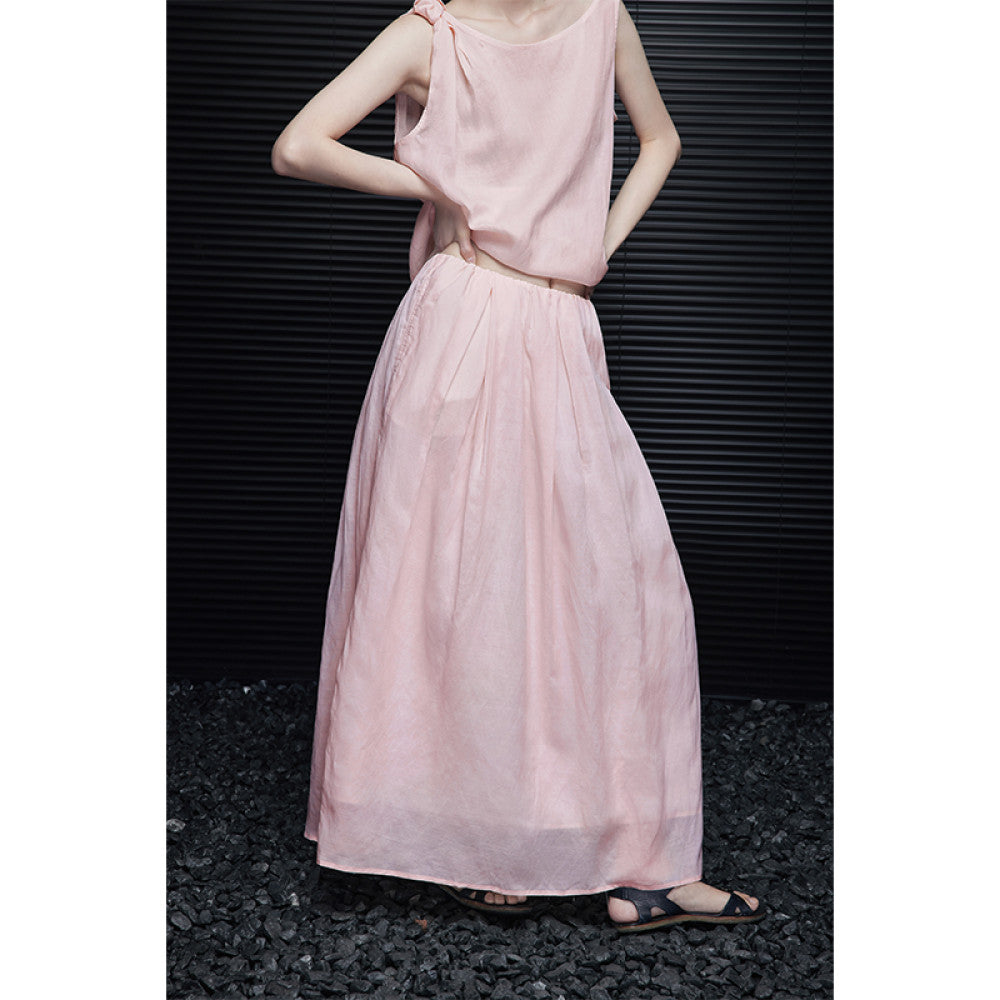 ASAYA4659 – Blush Breeze Silk-Blend Skirt 🌸✨