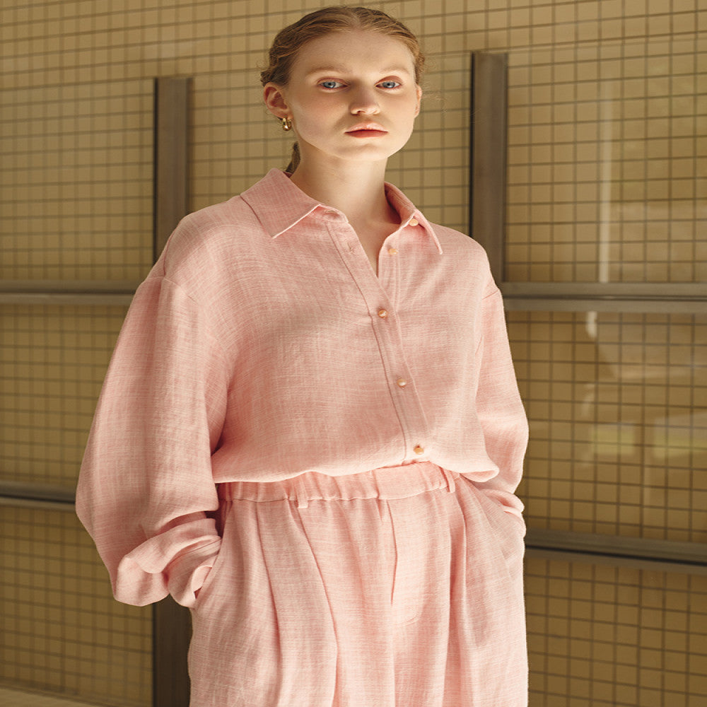 ItoshIroshI linen blend bamboo texture soft thin lapel silhouette medium long summer sun protection shirt image 1