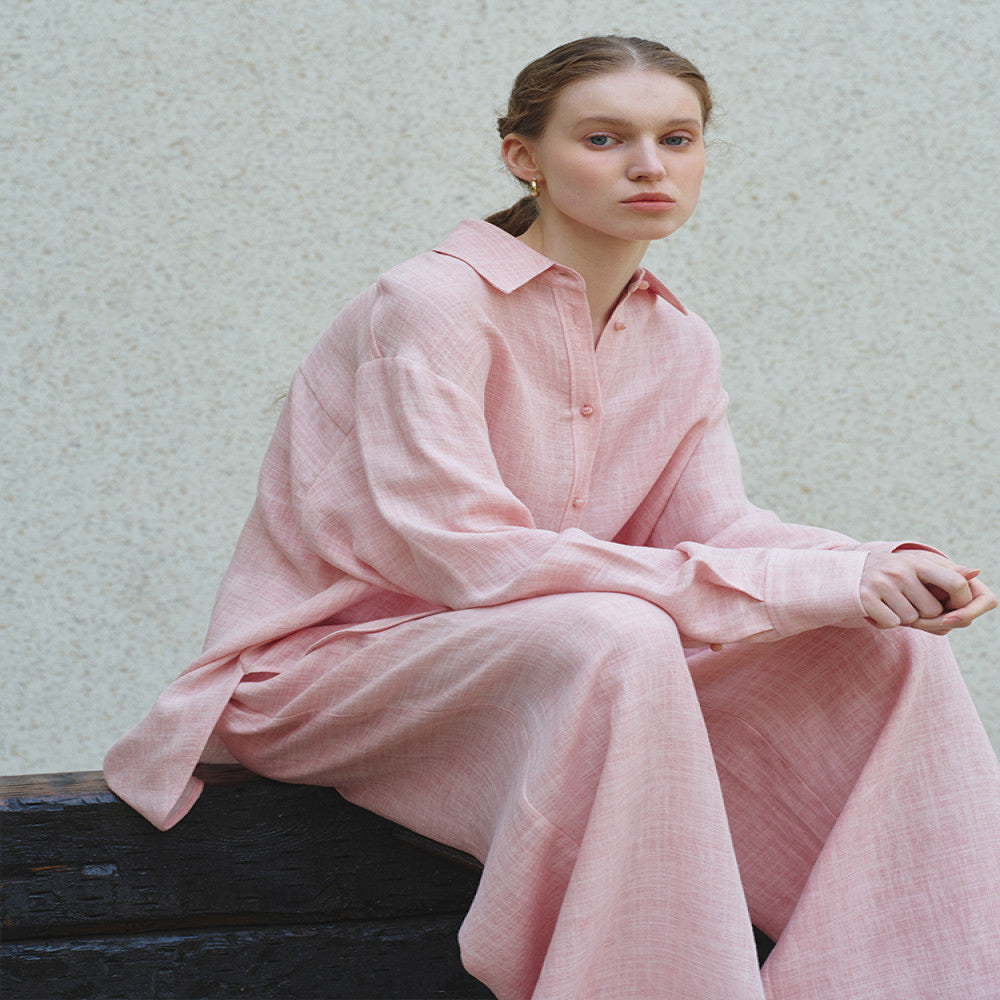 ItoshIroshI linen blend bamboo texture soft thin lapel silhouette medium long summer sun protection shirt image 3