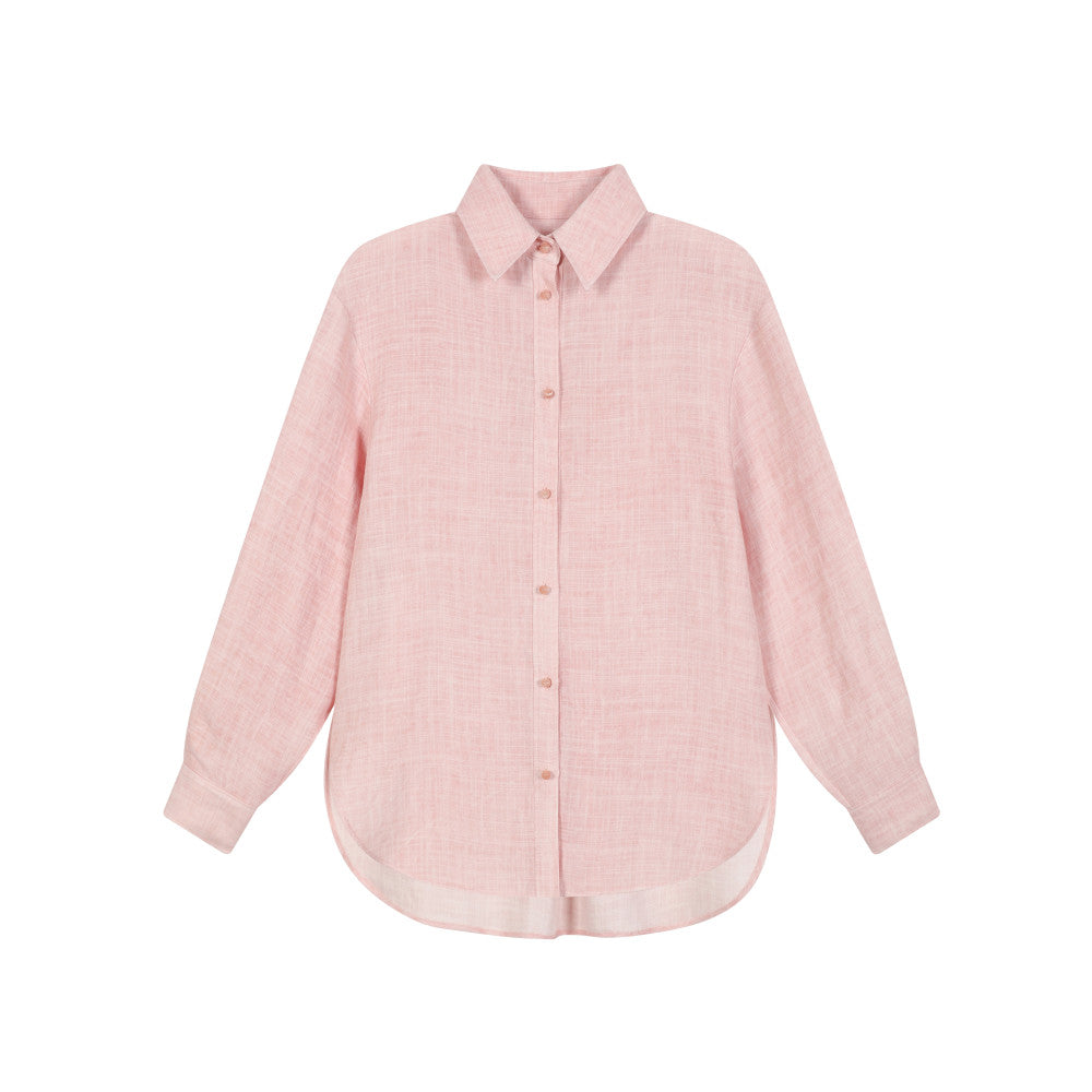 ItoshIroshI linen blend bamboo texture soft thin lapel silhouette medium long summer sun protection shirt image 6