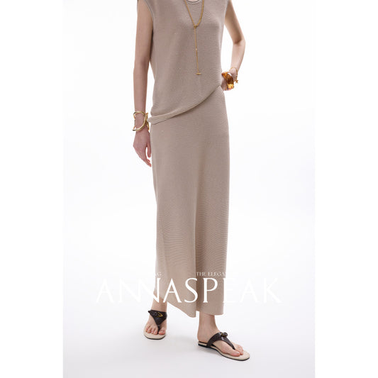 ASAYA4568 – Luxe Asymmetry Knit Set ✨🤍